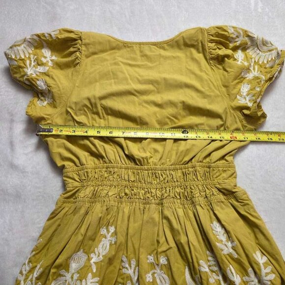 M By Anthropologie The Somerset printed maxi dress yellow embroidered flowers 2 - Picture 9 of 12